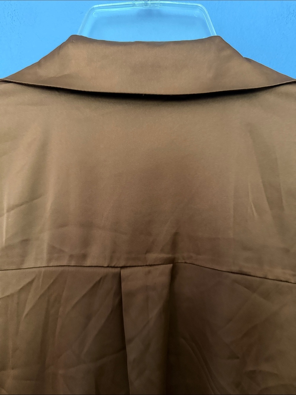 Madrag Satin Copper Blouse Women’s Size 1X Button Front Roll Tab Sleeve Top - Picture 11 of 13